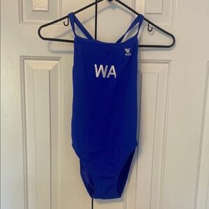 TYR Blue One Piece Swimsuit with Scoop Neckline